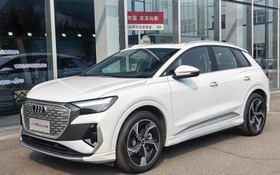 Interior of a pre-owned Audi Q4 e-tron 2023 electric SUV, 4WD, with specs and price