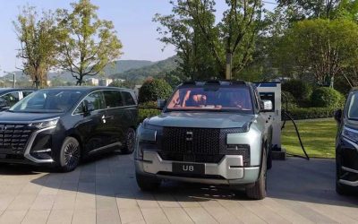 Полный экстерьер внедорожника Yangwang U8 2023, подержанный автомобиль из Китая на продажу, с ценой, обзором и характеристиками подключаемого гибрида.